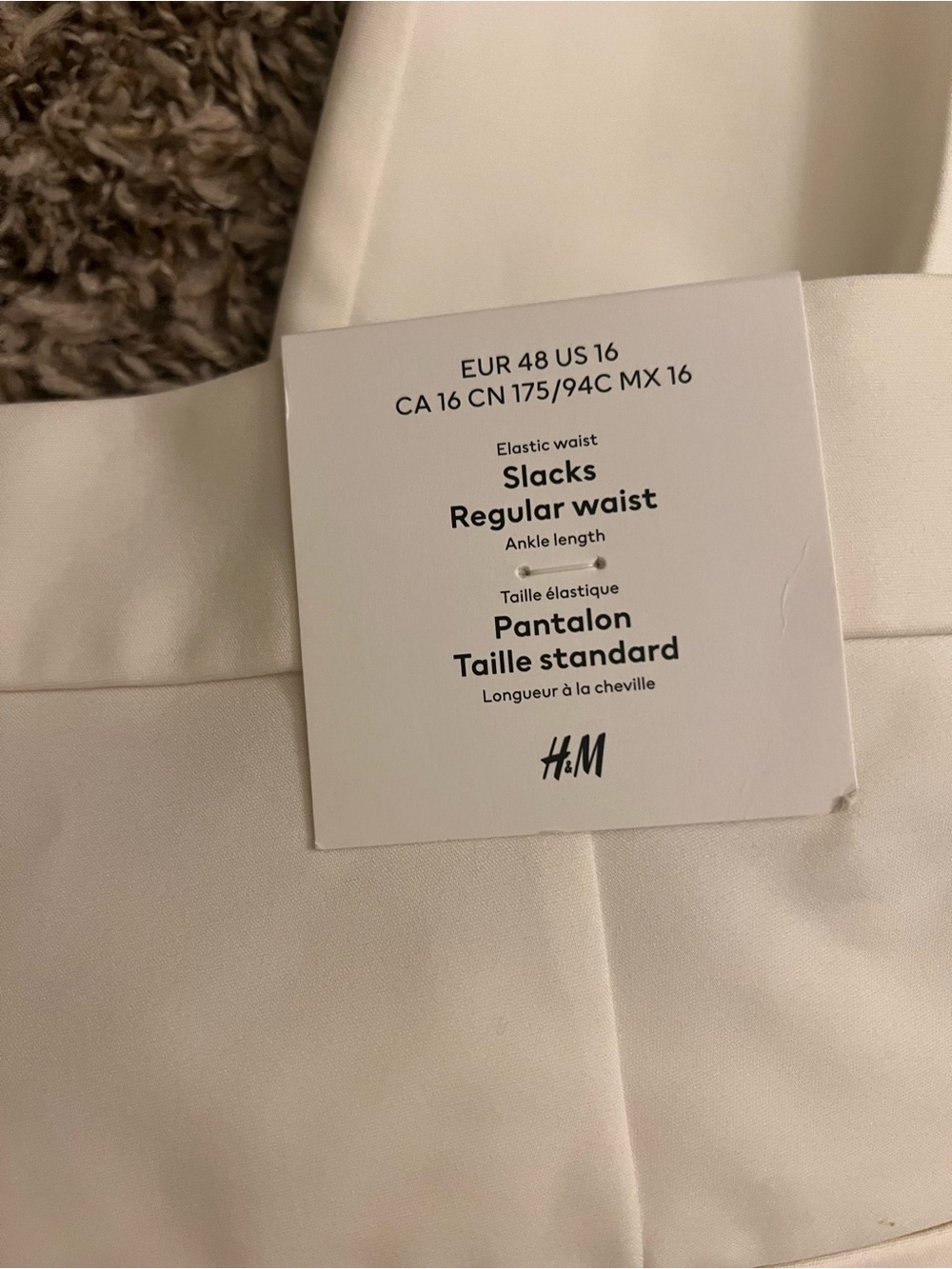 H&M Cream Ankle-Length Slacks